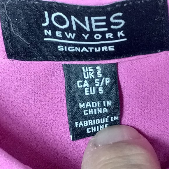 Jones New York Signature Pink Ruched Back Long Sleeve Button Up Women's Blouse S - Picture 4 of 12